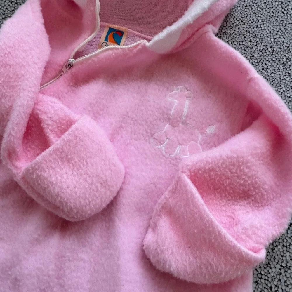 Carter's Fleece Bunting Baby One Size Pink Giraffe USA Vintage Coquette